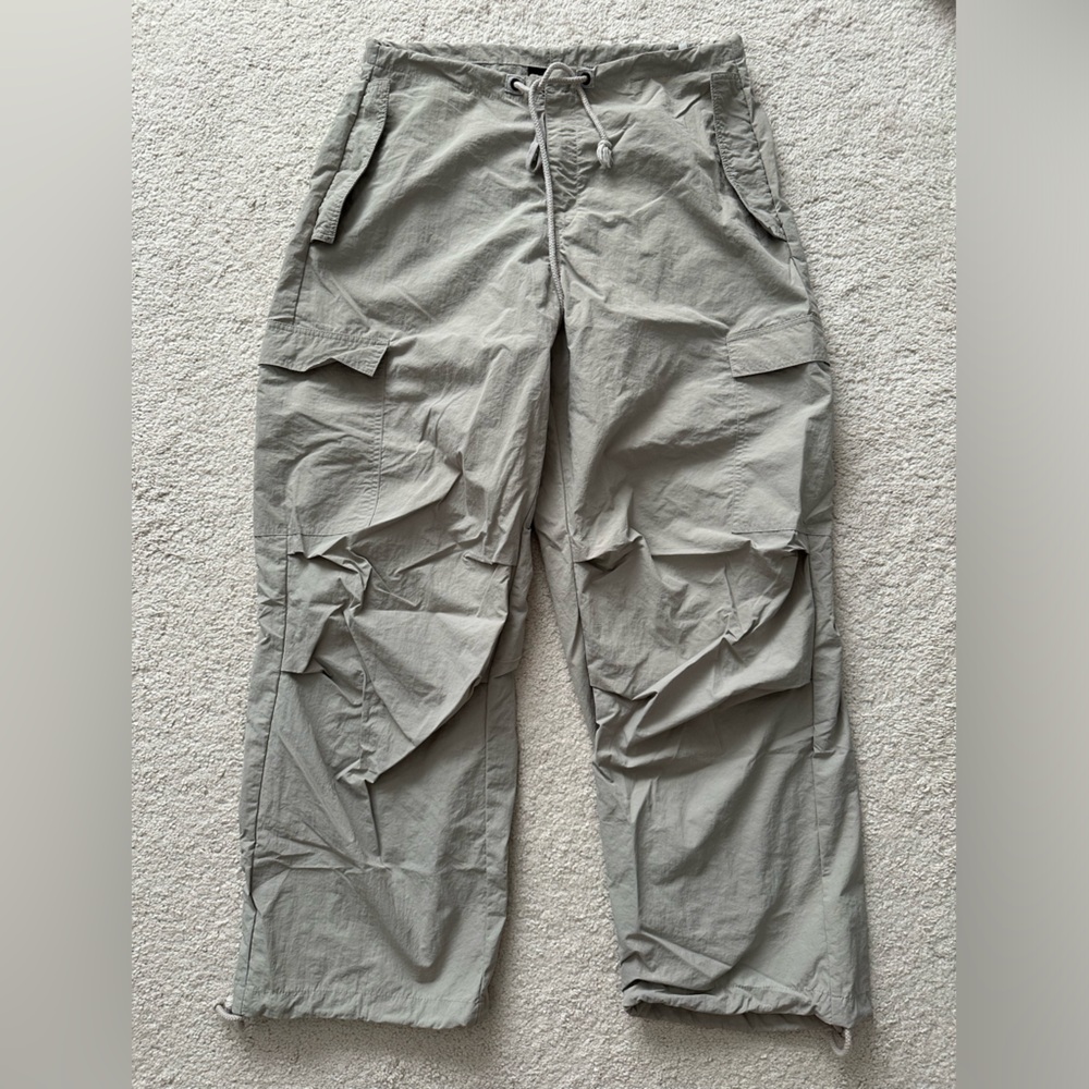 Local European gray cargo parachute pants